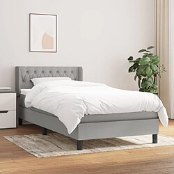 vidaXL Sommier à lattes de lit avec matelas Gris clair 90x200 cm Tissu