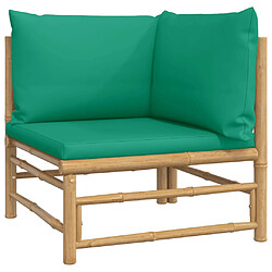 Avis vidaXL Salon de jardin 6 pcs avec coussins vert bambou