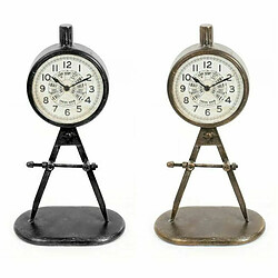 Horloge de table DKD Home Decor 17 x 8 x 31 cm Noir Doré Fer PVC Loft (2 Unités)