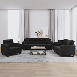 Maison Chic Ensemble de canapés 3 pcs avec coussins, Canapé droit Sofa pour Salon Noir Tissu microfibre -GKD570176