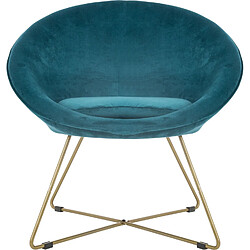 Atmosphera, Createur D'Interieur Fauteuil de salon en velours Evan - Bleu canard