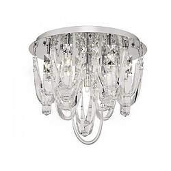 Luminaire Center Plafonnier Roxanne cristal et chrome poli 7 ampoules Coloris : cristal Coloris 2 : chrome poli Hauteur en Cm : 33 Diamètre en Cm : 41 Poids en Kilo : 5.936 Type d'ampoule : G9 Nombre d'ampoules : 7 Puissa