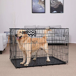 Feandrea Cage pour Chiens, 2 Portes, Pliable, Transportable, avec Poignées et Plateau, Format XXL 122 x 76 x 81 cm Noir PPD48H