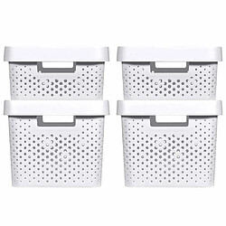 Curver Boîtes de rangement 4 pcs avec couvercle 11L+17L Blanc