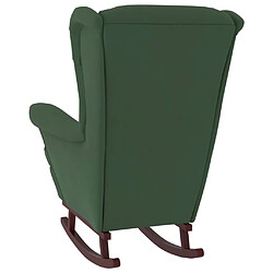 Maison Chic Fauteuil à bascule et pieds,Fauteuil pour relax en bois d'hévéa Vert foncé Velours -MN74090 pas cher