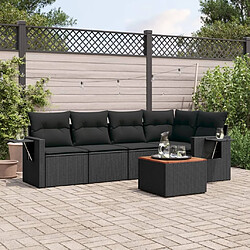 Maison Chic Salon de jardin 6 pcs avec coussins | Ensemble de Table et chaises | Mobilier d'Extérieur noir résine tressée -GKD41230