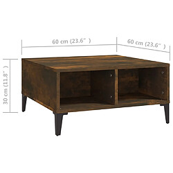 vidaXL Table basse chêne fumé 60x60x30 cm bois d'ingénierie pas cher