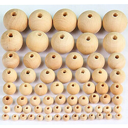 Avis 50pcs naturel en bois non peints artisanat perles bricolage fabrication de bijoux conclusions 12mm