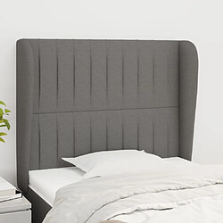 Maison Chic Tête de lit scandinave avec oreilles,meuble de chambre Gris foncé 93x23x118/128 cm Tissu -MN66543