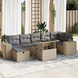 vidaXL Salon de jardin avec coussins 5 pcs beige résine tressée