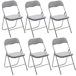 Toilinux Lot de 6 Chaises pliantes en PVC - Gris