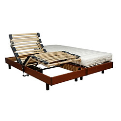 Ensemble Relaxation Matelas + Sommiers Electriques Decor Cerisier 2x80x200 - Mousse - 14 Cm - Ferme - Talca