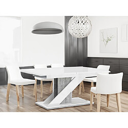 Avis Bestmobilier Burnie - table à manger extensible - blanc et effet béton - 4 à 6 personnes