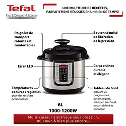 Multicuiseur - Robot Cuiseur TEFAL CY505E10 Fast&Delicious , 25 programmes, Cuisson pression, Technologie de pression sécurisée, Jusqu'a 6 pers