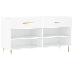 Maison Chic Banc à chaussures | Meuble de rangement à chaussures Meuble d'Entrée blanc 102x35x55 cm bois d'ingénierie -MN49688