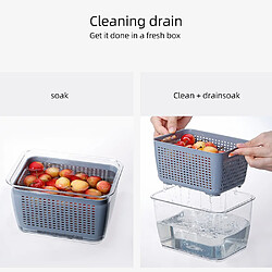 Universal Boîte de rangement en plastique pour la cuisine Boîte de rangement frais Réfrigérateur Fruits et légumes Drainage Boissons Cuisine Conteneurs alimentaires Boîte de rangement | Boîtes de rangement (bleu)