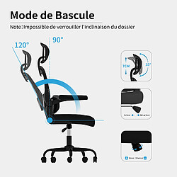 Acheter Chaise de Bureau avec Support Lombaire, fauteuil de bureau à Dossier Haut Respirant avec Accoudoir, Rattantree chaise de bureau ergonomique, Dossier et Appui-tête Réglables, Noir