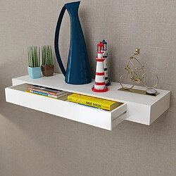 Maison Chic Étagère murale flottante,Etagère de rangement avec 1 tiroir MDF Blanc Rangement de livres/DVD -MN14175