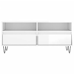 Maison Chic Meuble TV scandinave - Banc TV pour salon blanc brillant 100x34,5x44,5 cm bois d'ingénierie -MN31527 pas cher