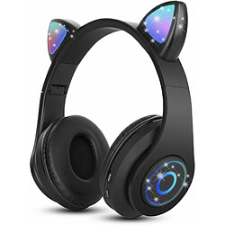 Vendos85 Casque Bluetooth sans Fil Pliable d'oreille de Chat avec Micro intégré noir