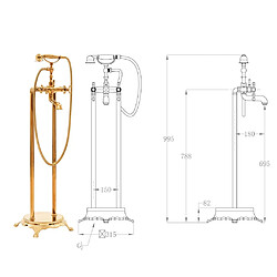 vidaXL Robinet de baignoire sur pied Acier inoxydable 99,5 cm Doré pas cher