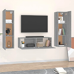 Avis Maison Chic Ensemble de meubles TV 3 pcs | Banc TV Moderne pour salon | Meuble de Rangement - Sonoma gris Bois d'ingénierie -MN61517