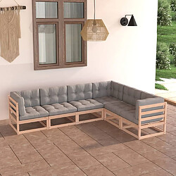 Maison Chic Salon de jardin 6 pcs + coussins - Mobilier/Meubles de jardin - Table et chaises d'extérieur Bois de pin massif -MN31990