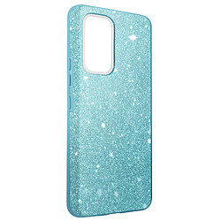 Avizar Coque Samsung Galaxy A53 5G Paillette Feuille Amovible Semi-rigide bleu