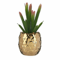 Ibergarden Plante décorative Céramique Doré Cactus Vert Plastique 6 Unités