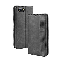 Wewoo Housse Coque Étui en cuir à boucle magnétique avec rétro pour Crazy Horse Texture horizontale OPPO Realme C2 / A1Kavec porte-carte et fentes cartes et cadre photo Noir