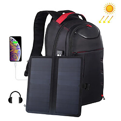 Wewoo Sac à dos 14W Pliable Amovible Énergie Solaire Extérieure Portable Double Épaules à pour Ordinateur PortableSortie USB 5V 2.1A Max Noir 