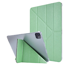 Etui en PU Texture de soie avec support origami vert pour votre Apple iPad Pro 12.9 pouces (2021)