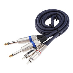 Câble audio double 1/4 6.35mm vers double Phono RCA pour amplificateur mélangeur 1m