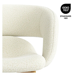 Avis Moloo TRAVIS-Fauteuil de table en tissu Bouclé Ecru et métal décor chêne