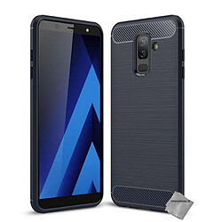 Htdmobiles Coque silicone gel carbone pour Samsung Galaxy A6+ Plus (2018) + film ecran - BLEU FONCE