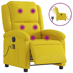 Maison Chic Fauteuil Relax pour salon, Fauteuil inclinable de massage électrique jaune velours -GKD72438