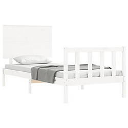 Acheter Maison Chic Cadre/structure de lit et tête de lit pour adulte - Lit Moderne Chambre blanc 100x200 cm bois massif -MN66534