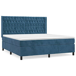 Maison Chic Lit Adulte - Lit simple Lit à sommier tapissier et matelas moelleux - Meuble de Chambre - Bleu foncé 180x200cm Velours -MN59016