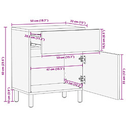 vidaXL Table de chevet noir 50x33x60 cm bois d'ingénierie pas cher