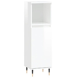 Maison Chic Armoire de salle de bain,Meuble de rangement,Meuble haut blanc brillant 30x30x100 cm -GKD738738