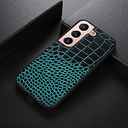 Coque en TPU + cuir véritable texture croco vert pour votre Samsung Galaxy S22 5G