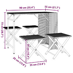 vidaXL Ensemble à manger de jardin 5 pcs pliable gris clair poly rotin pas cher