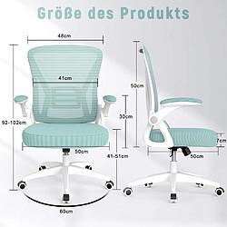 Chaises de bureau pour le bureau à domicile - avec accoudoirs rabattables à 90 ° et support lombaire - Chaises de bureau ergonomiques Rattantree pour la maison - Réglable en hauteur - Mobilier de bureau à domicile VERT