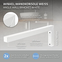 Avis ML-Design Set 2x Consoles Murale en Forme de L, 450x150x30 mm, Blanc, Acier, Design Flottant Équerre, Supports d'Étagère en Angle pour Lavabo/Table pour Salle de Bain/Salon, Matériel de Montage Inclus