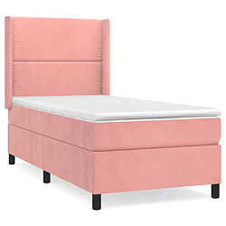 Maison Chic Lit Adulte - Lit simple Lit à sommier tapissier avec matelas moelleux - Meuble de Chambre - Rose 90x190 cm Velours -MN91681