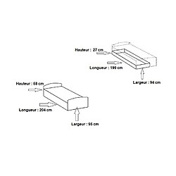 Inside 75 Lit gigogne VOLVERINE blanc rechampis anthracite 90 x 200 cm pas cher