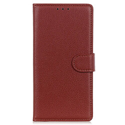 Etui en PU texture litchi, fermoir aimanté, antichoc avec support marron pour votre Samsung Galaxy A73 5G