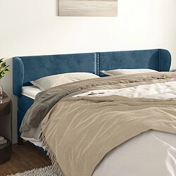 Maison Chic Tête de lit scandinave avec oreilles,meuble de chambre Bleu foncé 203x23x78/88 cm Velours -MN98798