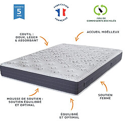 Ebac Matelas mousse + Sommier Omega Volcan 140x190 Majorca - H. 23 cm - Soutien ferme