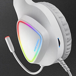 Casque de jeu Mars Gaming MH222 - Son Ultra-BASS - Éclairage à flux RVB - Microphone antibruit - Compatibilité multiplateforme - Couleur blanche